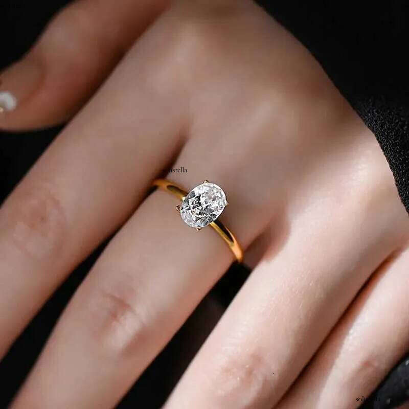 GRA 1-3CT Sterling Sier Engagement Oval Cut Solitaire Cubic Moissanite diaia Wedding Promise Rings for Women Fine Jewelry