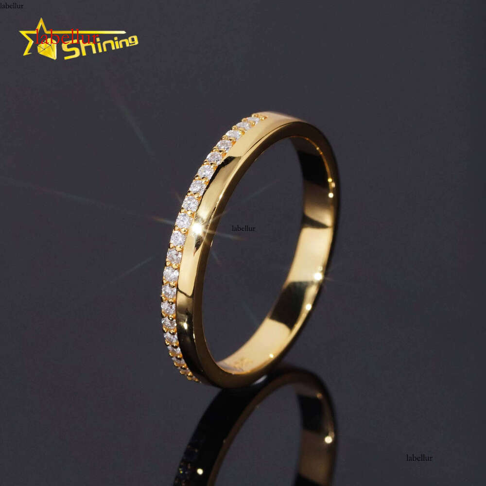 fashion Jewelry Gold Plated Female Sterling Silver Half Eternity Band Moissanite Ring