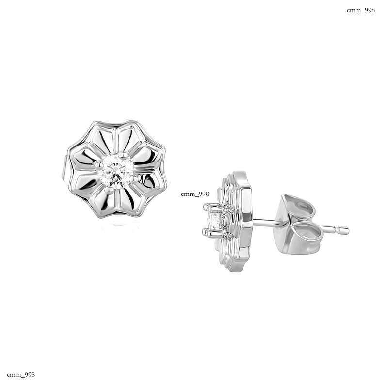 Guochao Tianshan Snow Lotus Moissanite Earrings Live Chinese Style Personality Design Sier Ear Jewelry