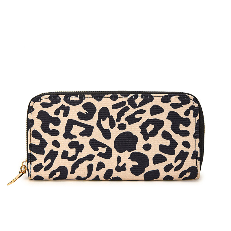 Cross-border Exclusive Luxury Bag Women's Long Zipper Phone Wallet Fashion Retro Leopard Print Card Holder Credit Designer Bag Card Holder Money 