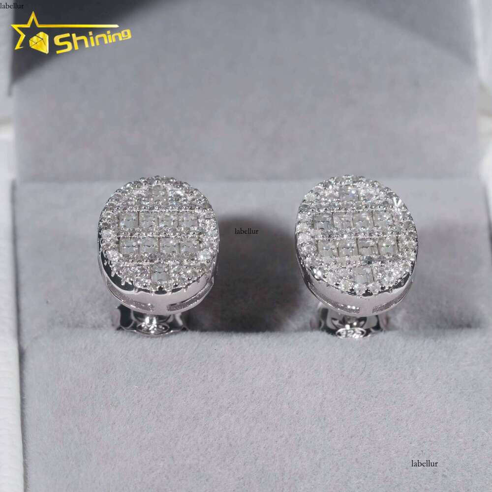 Pass Tester GRA Certified VVS Dia Sterling Sier Oval Baguette Moissanite Stud Earrings Men Earring