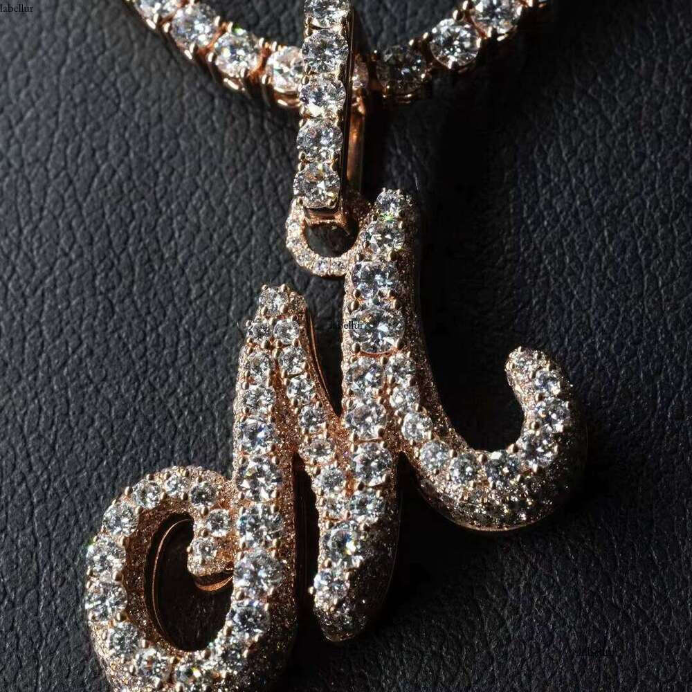 Premium Jewelry Initial Charm Rose Gold Plated Sier Iced Out VVS Cubic Zirconia Hip Hop Customizable Letter Pendant