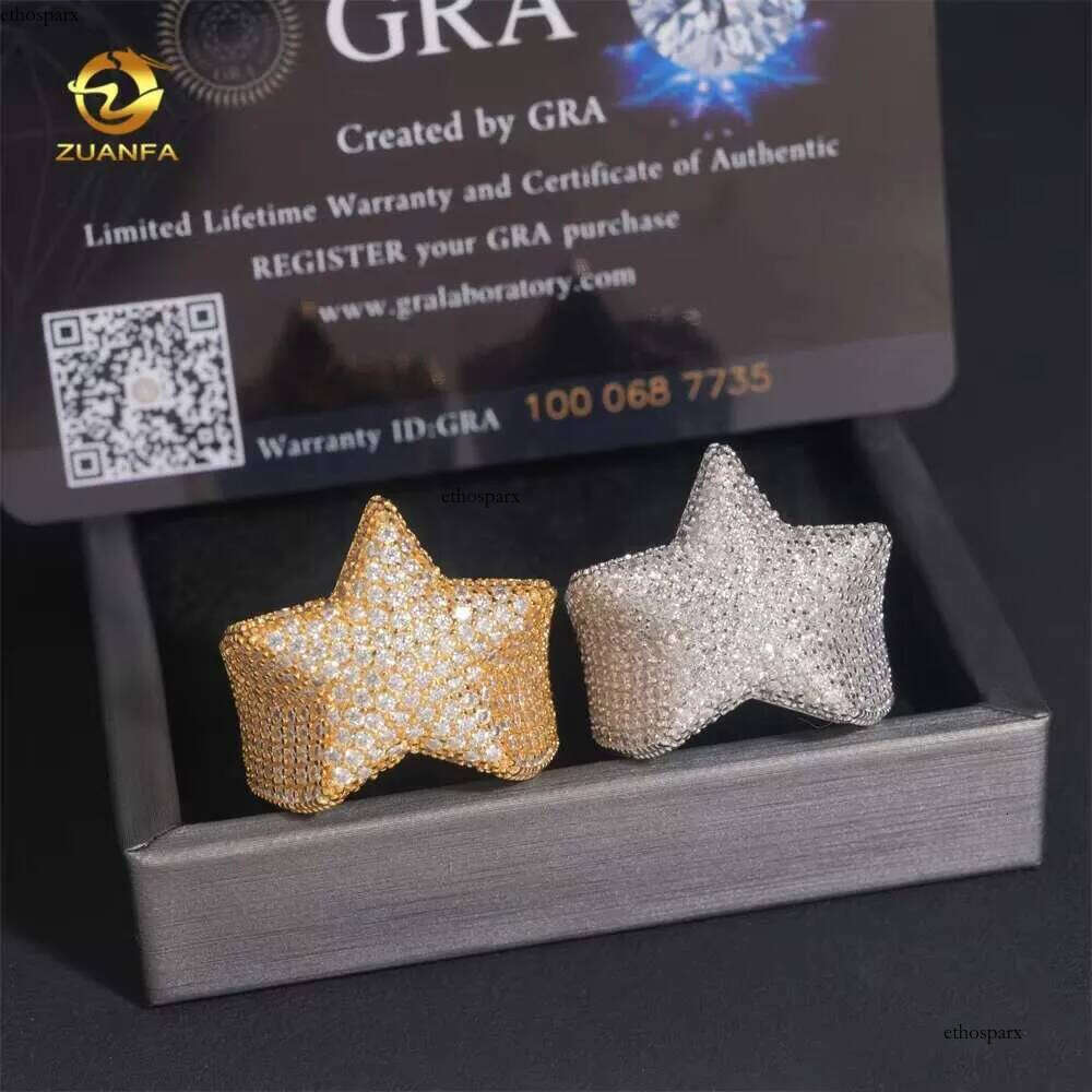 Pass Dia Tester Hip Hop Star Iced Out VVS Mens Sier Moissanite Ring