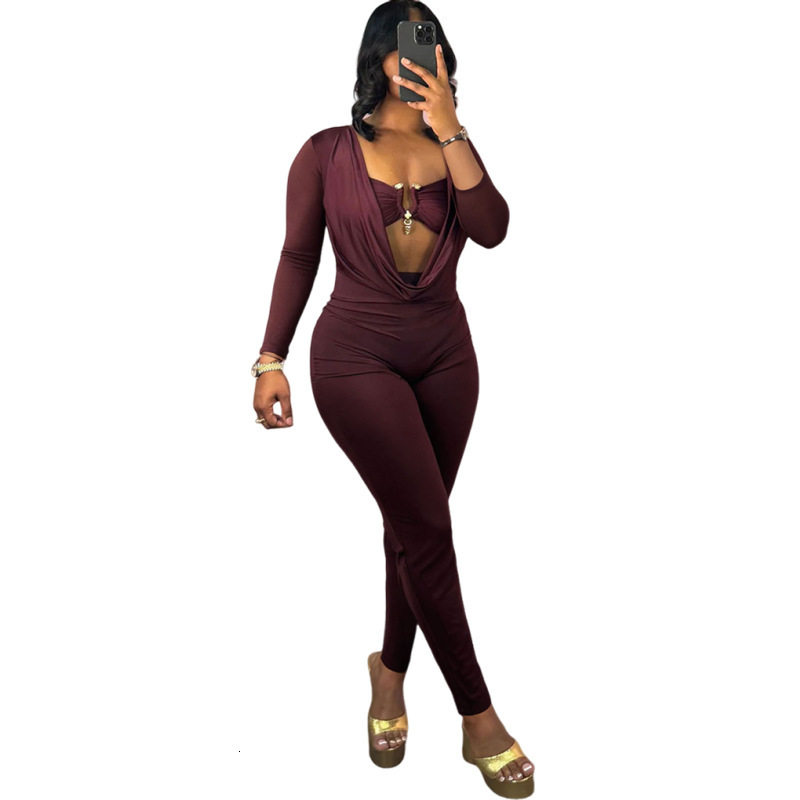 2025 Summer New Womens Fashion Sexy Strapless Scoop Neck Waist-Cinching Bodycon Solid Color Jumpsuit