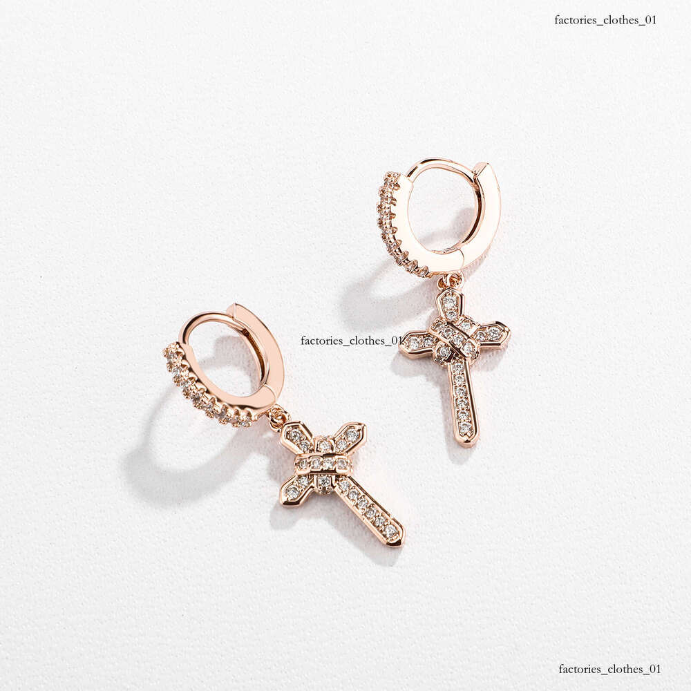 Full Zircon Cross Hip Hop Design Unisex Super Shiny Earrings Jewelry