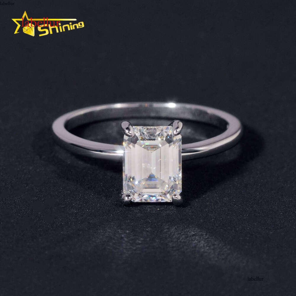 Pure Silver VVS Engagement for Women 2CT Rhodium Plated Gold with Inlaid Gemstone Women's Ring