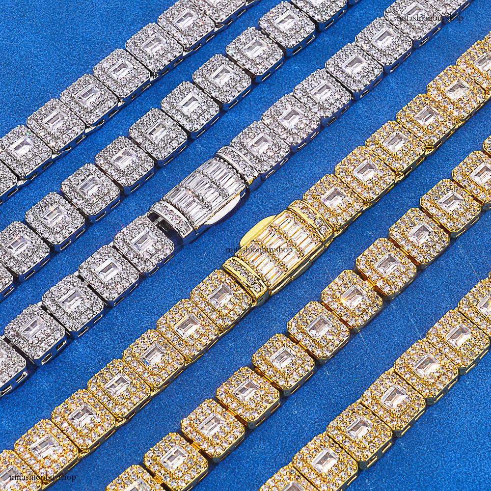 Hip-Hop 7.5mm Mixed Inlay T Square Rock Sugar Chain Trendy Men's Moissanite chain Necklace High-Quality Jewelry