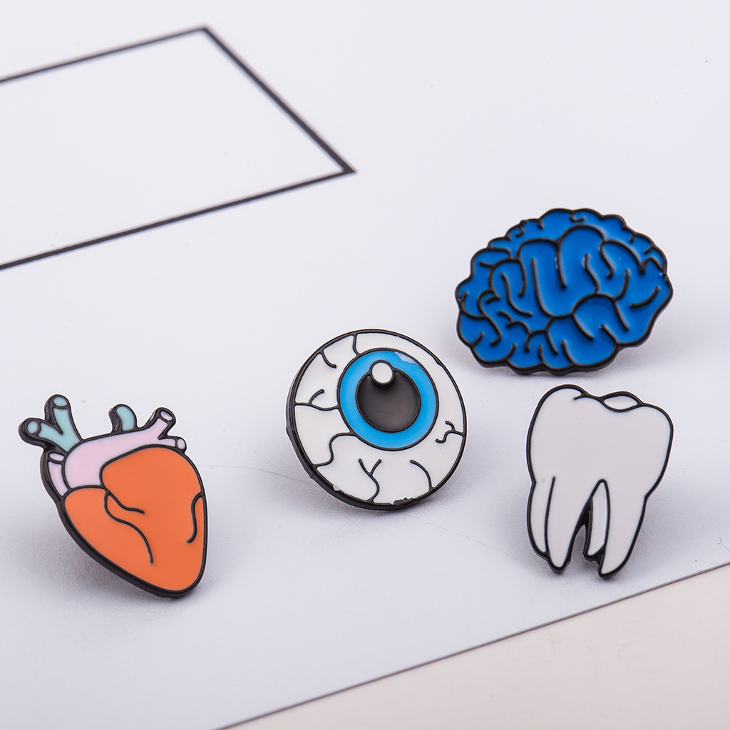 Japanese And Korean Colorful Oil Drop Human Organ Brain Eyes Teeth Brooches Accessories