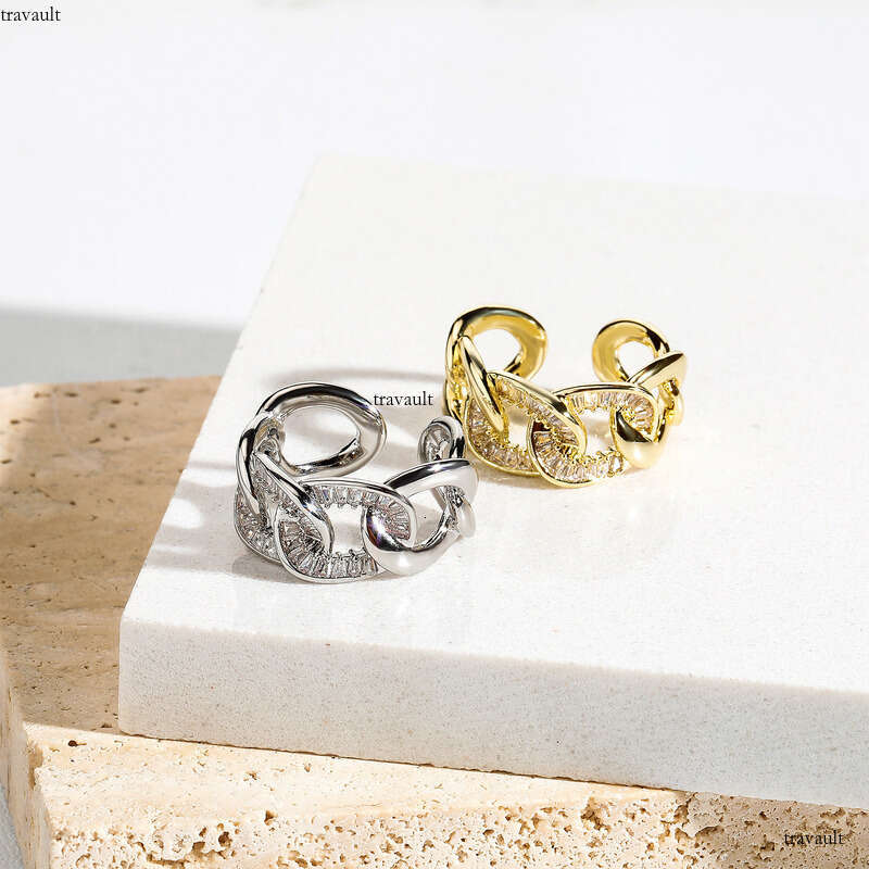 Trendy Disco Chain Hip-Hop Style Fashion Personality Zircon Open Finger Ring Ins Trend High-End Feel