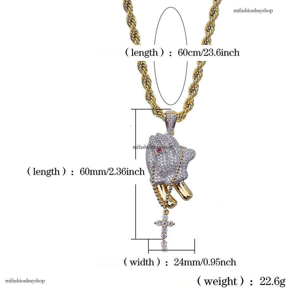 Hip Hop Prayer Gesture Pendant Necklace for Men and Women Trendy Ins Style