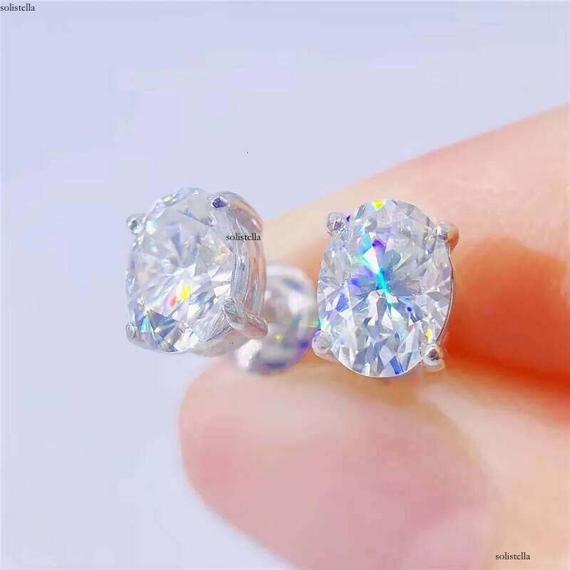 Zuanfa Factory Price VVS Dia Screw Back Stud Sier Oval Cut Full Sizes Moissanite Earrings