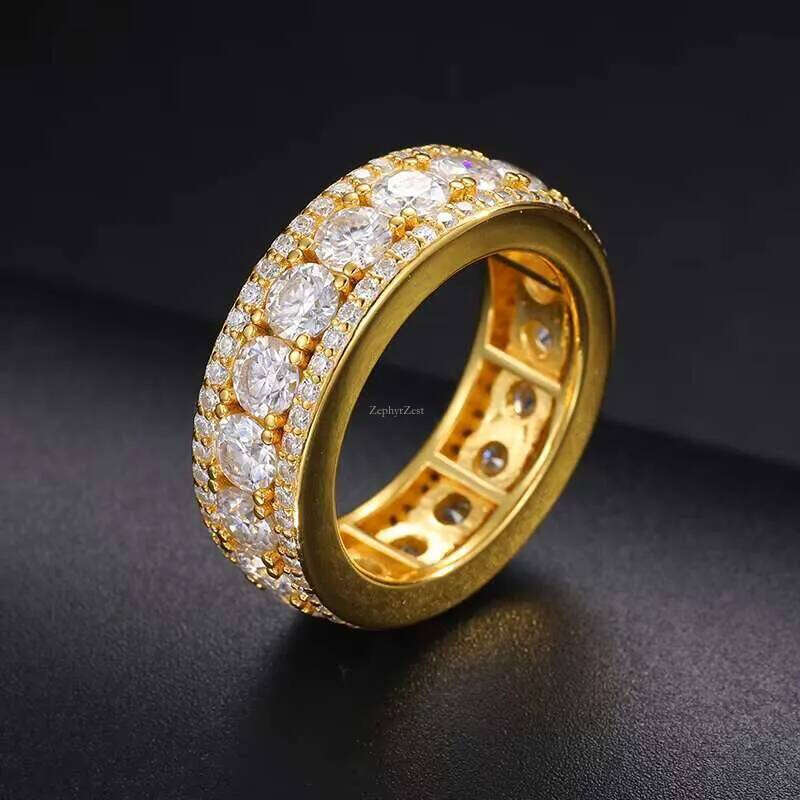 Fine Jewelry Wedding Engagement Ring Sterling Sier VVS D Color Moissanite Dia Men Gold Eternity Band Rings