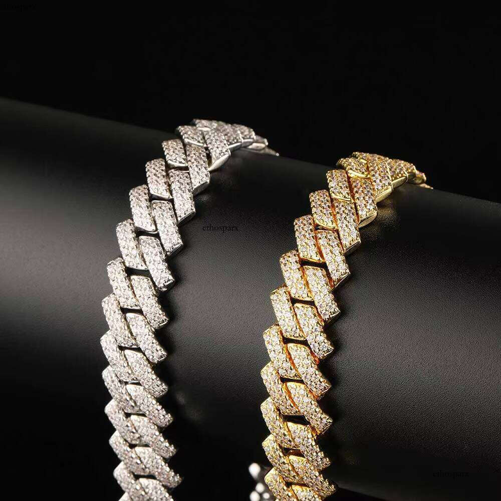 NUOYA 14mm Gold Prong Iced Out Dia Cuban Link Chain Hip Hop Men's Fashion Jewelry Necklace for Women