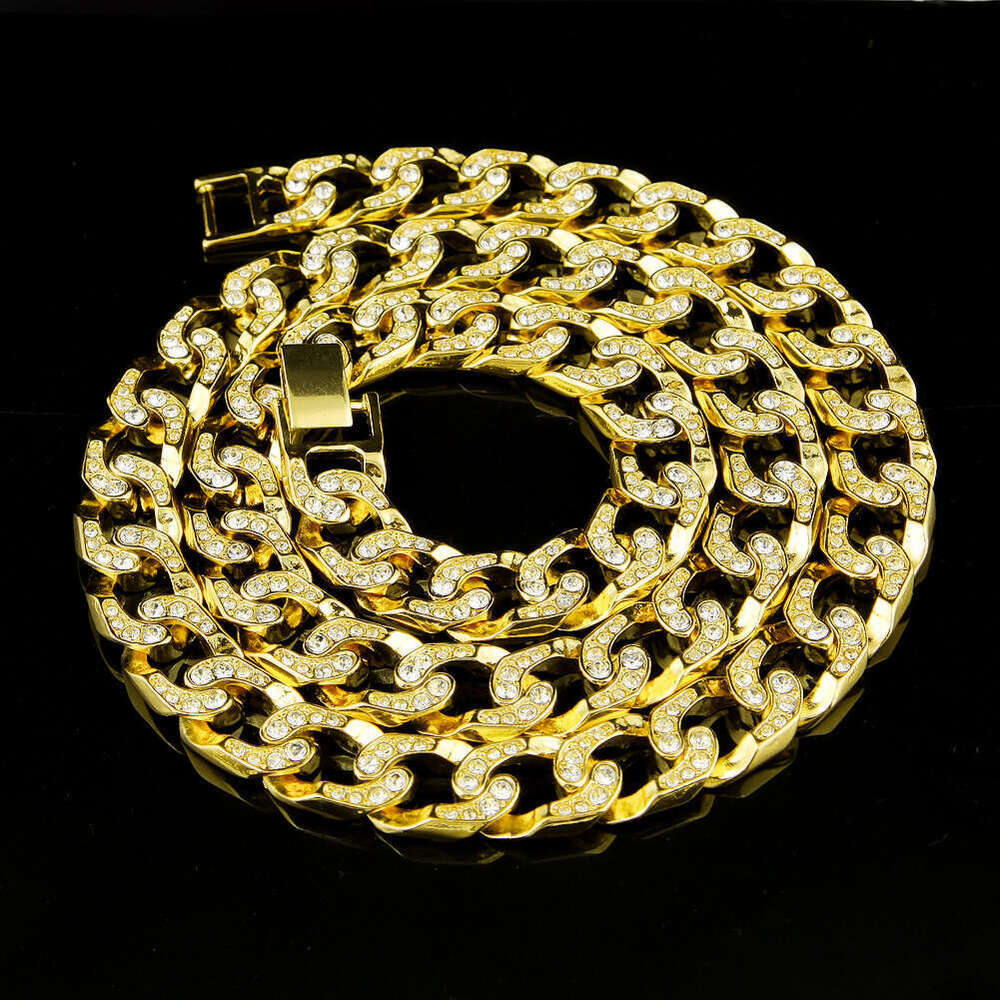 Hiphop Hip-Hop Rap Full Dia Cuban Chain Fashion Miami Necklace Street Heavy Jewelry