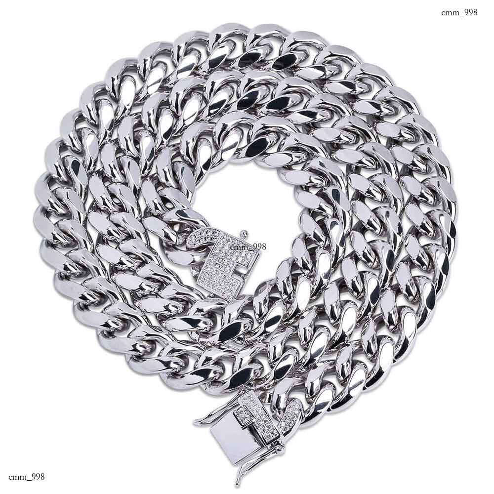 Hip Hop Necklace 12MM Smooth Cuban Chain Bracelet Trendy Men's Personality Jewelry INS Style