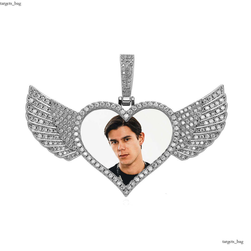 INS Style Fashion Heart Wings Photo Frame Pendant Jewelry Necklace Accessories