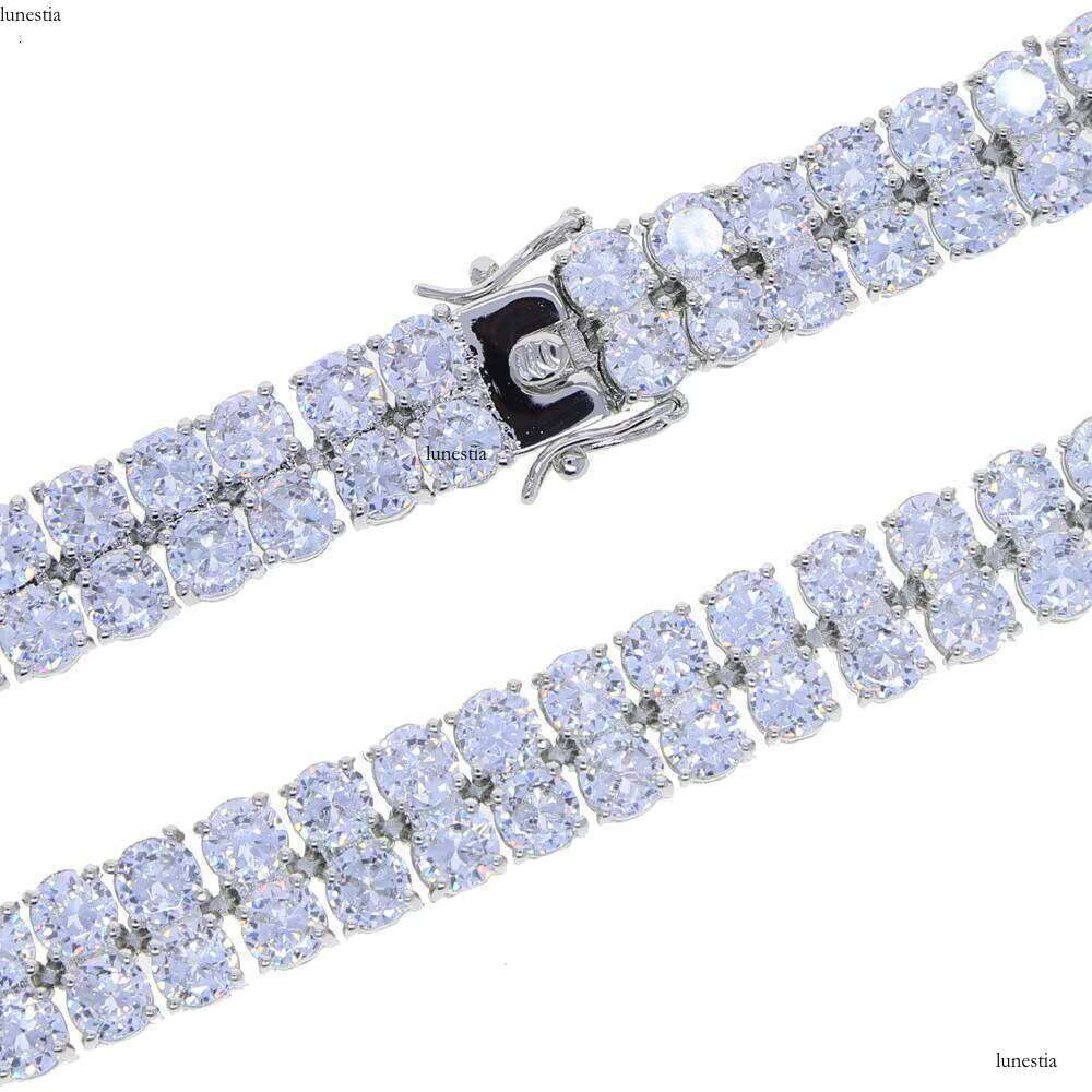 NUOYA 10mm Sier and Gold Plated Bracelet Two-Row Dia Tennis Chain Fine Jewelry for Women Gift