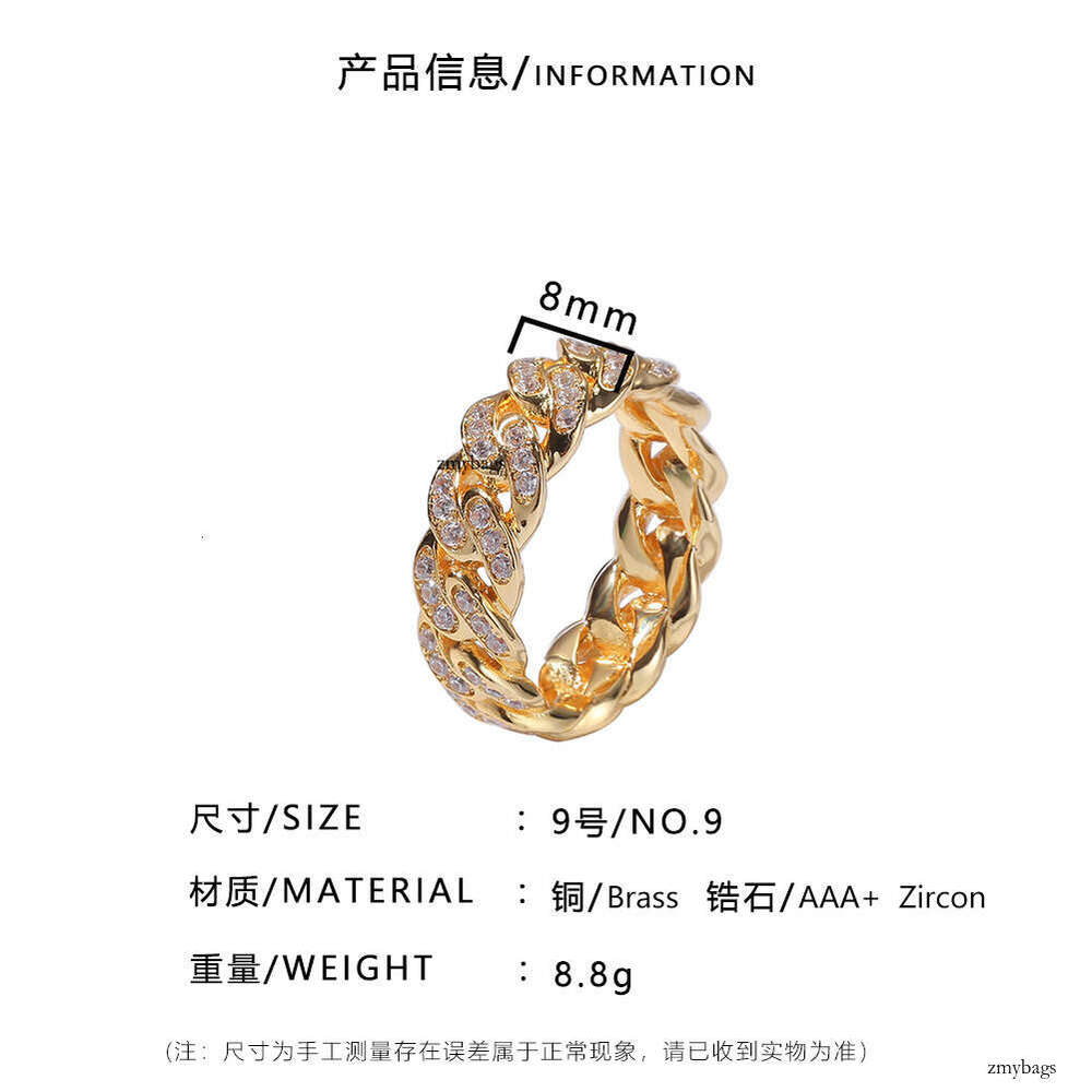 Hip Hop Boy Hot Selling Ins Real Platinum Plated Cuban Fashion Men's Light Luxury Ring