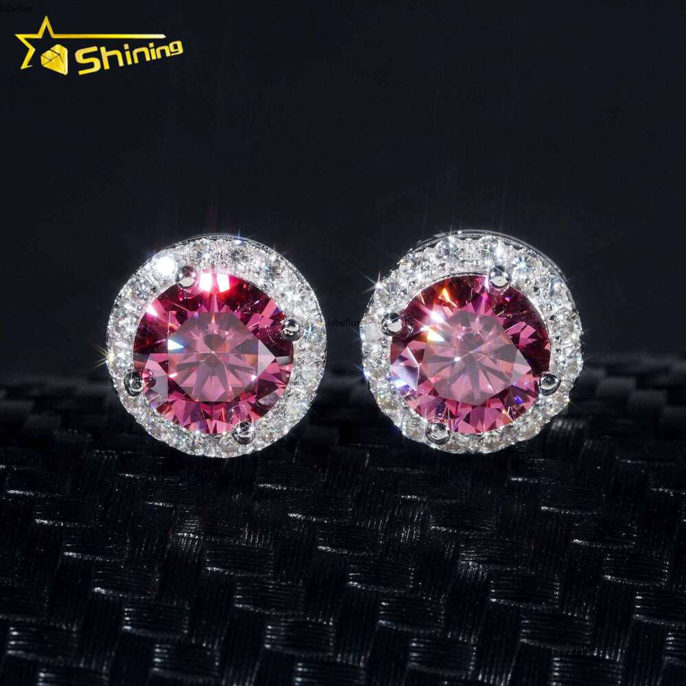 RTS Pass Dia Tester Classic Hip Hop Jewelry Sterling Sier Gold Plated 6.5mm Colored VVS Moissanite Stud Earrings