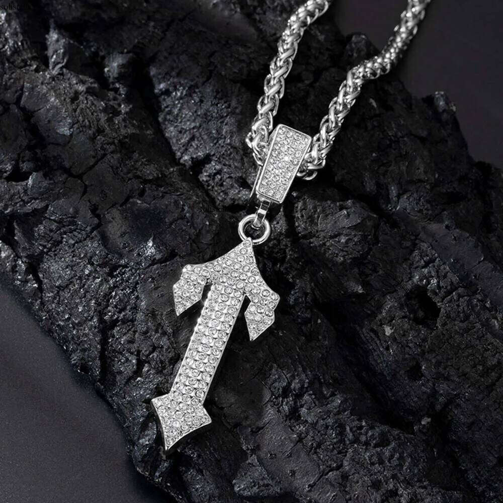 moissanite cadena cubana gold cuban link chain sailormoon necklace for man Hip Hop Dia Set i Necklace Pendant Explosive Big Treasure Sword Letter Long