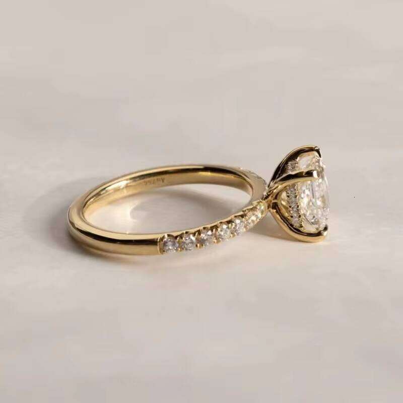 2 CT Square Moissanite Dia Engagement Ring in 10k/14K/ Gold Fine Jewelry for Women Customization