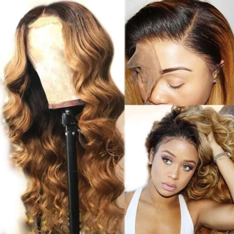 Women's Middle Part Long Curly Hair Gradient Big Waves High Temperature Fiber Synthetic Wig Any Skin Color B5