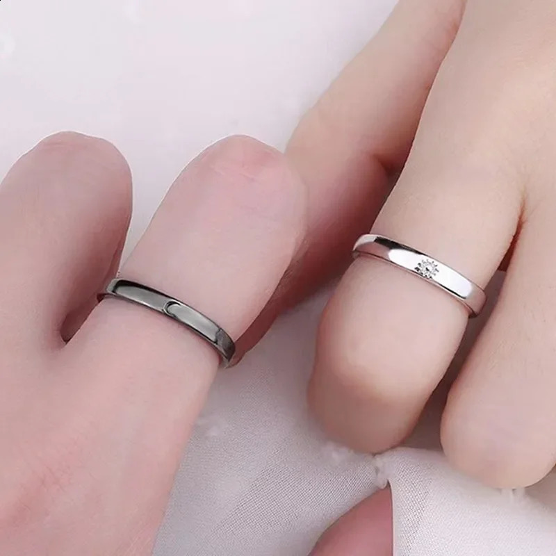 Classic Sun Moon Opening Couple Ring for Women Men Trendy Charm Black Star Ring Jewelry Wedding Anniversary Gifts 250805