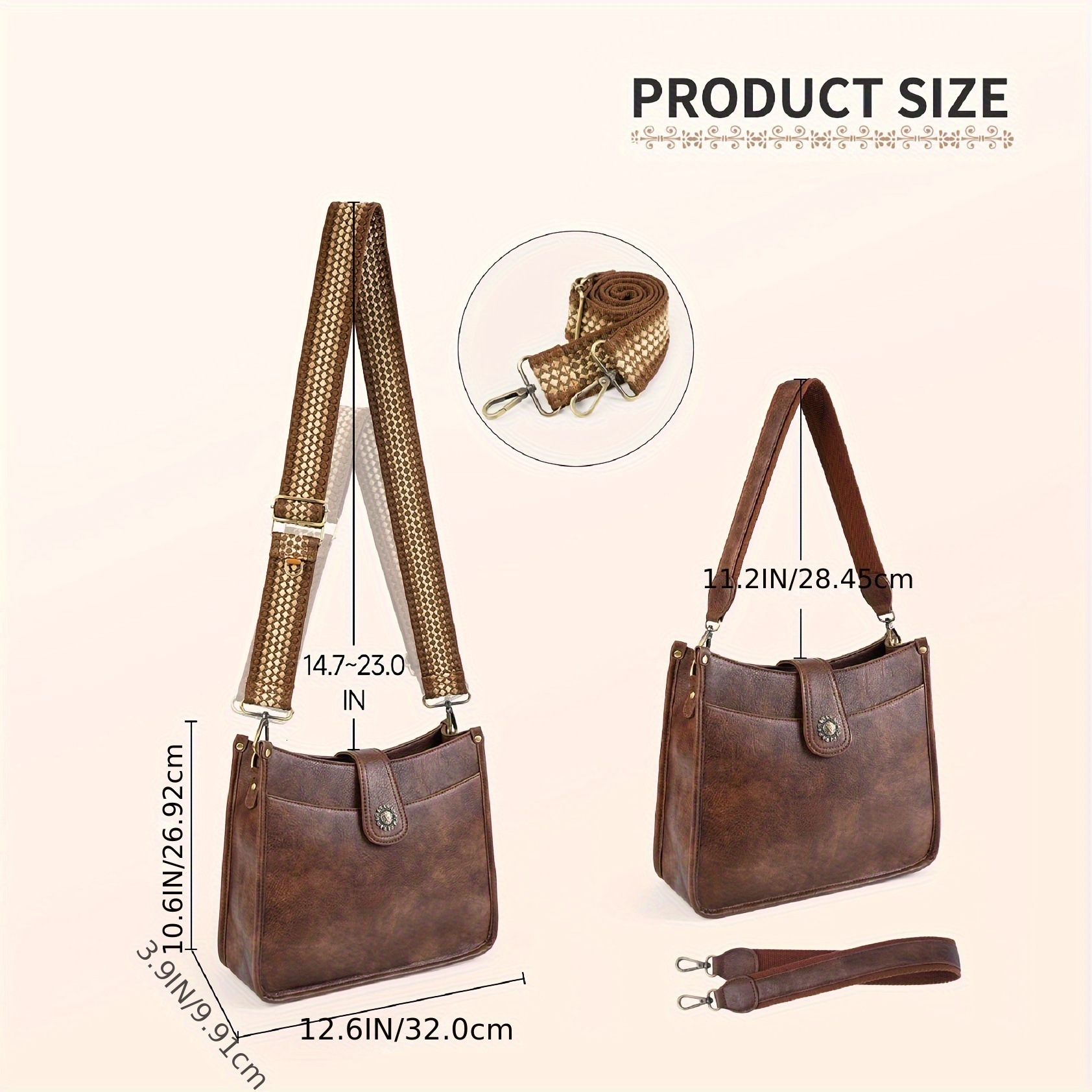 Designer single-shoulder bag and crossbody bag women Versatile Unisex Retro Style Crossbody Bag PU Leather