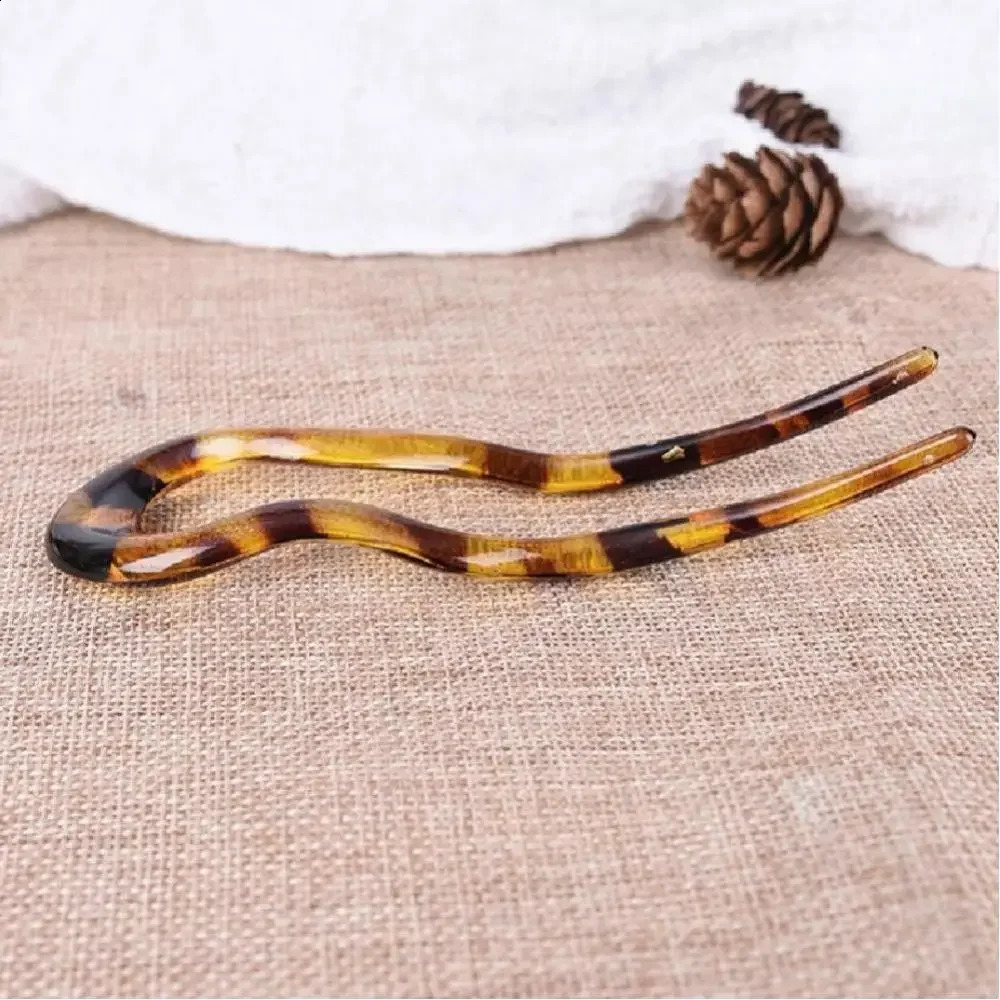 1/4PCS U-Shaped Updo 2 Prong Pins Fashion Tortoiseshell Acrylic Hair Sticks Headwear French Style Hair Accessories for Women 250807