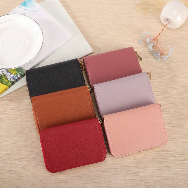 New Compact And Exquisite High-end Women's Card Holder Large Luxury Bag Capacity Short Fashion Simple Solid Color Zipper Coin Purse Premium