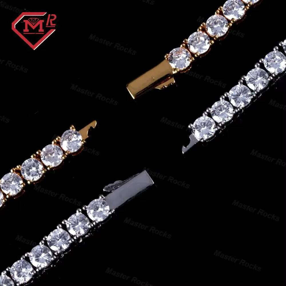 Fully Iced Out Dia Necklace Sier Factory Price Moissanite Tennis Chain