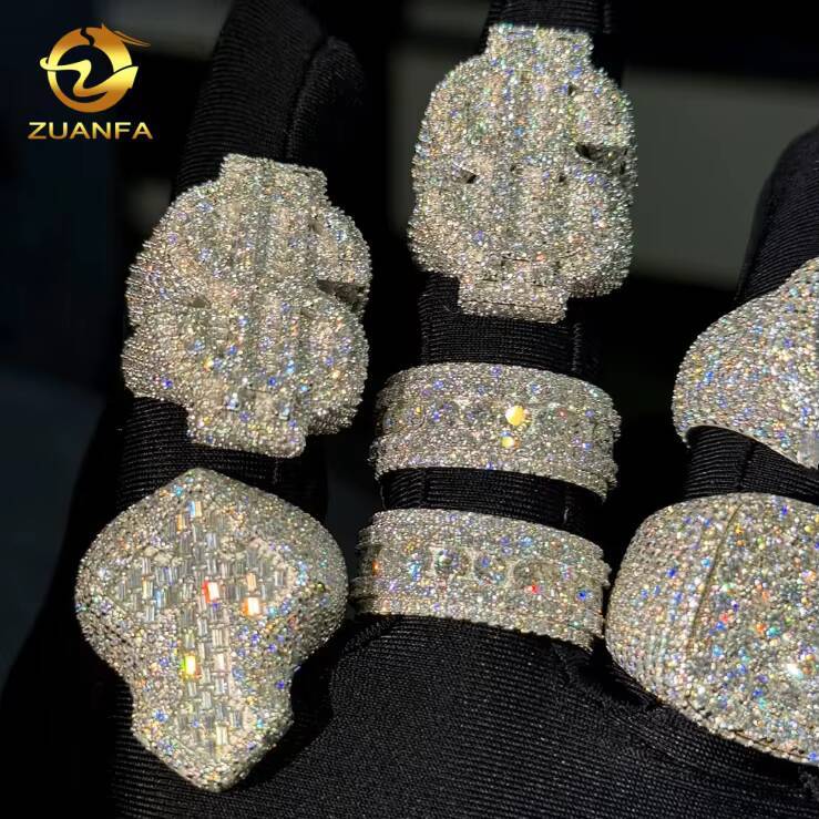 GRA Certificate Multiple Options Custom Iced Out Hip Hop VVS Moissanite Men Ring 925 Silver Rings Diamond Jewelry Dollar Ring