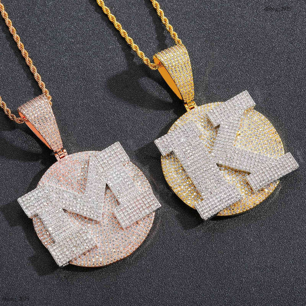 Necklace Disc Pendant Hip Hop Men Personality DIY Letter Combination Open Version Sterling Silver Inlaid Moissanite chain Jewelry