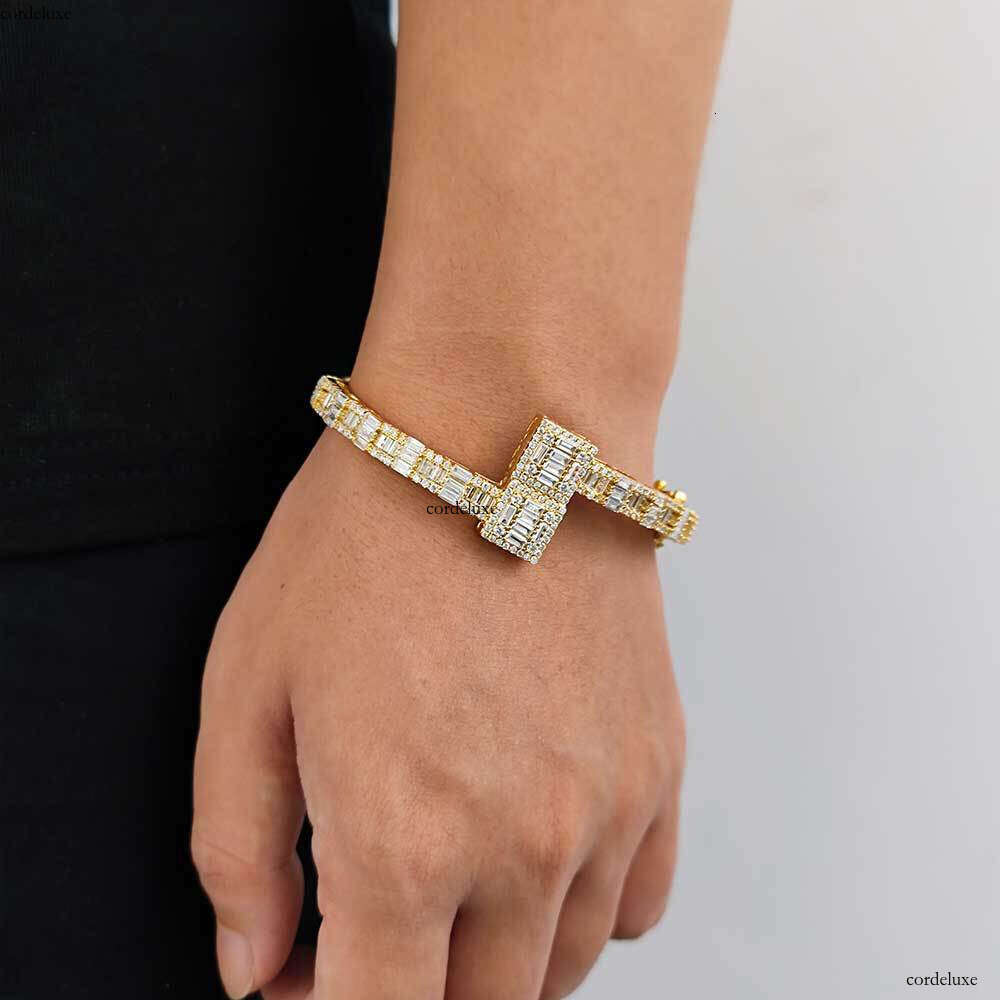 Jewelry Mixed Inlay T Cubic Zirconia Men's Real Gold Plating Trendy Hip Hop Bracelet