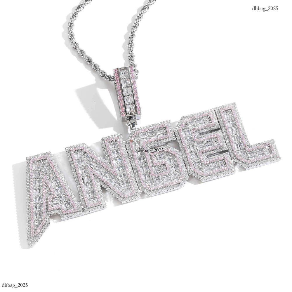 New T Square Moissanite chain Letter Pendant Hip-Hop Necklace DIY Customizable Unisex Accessories