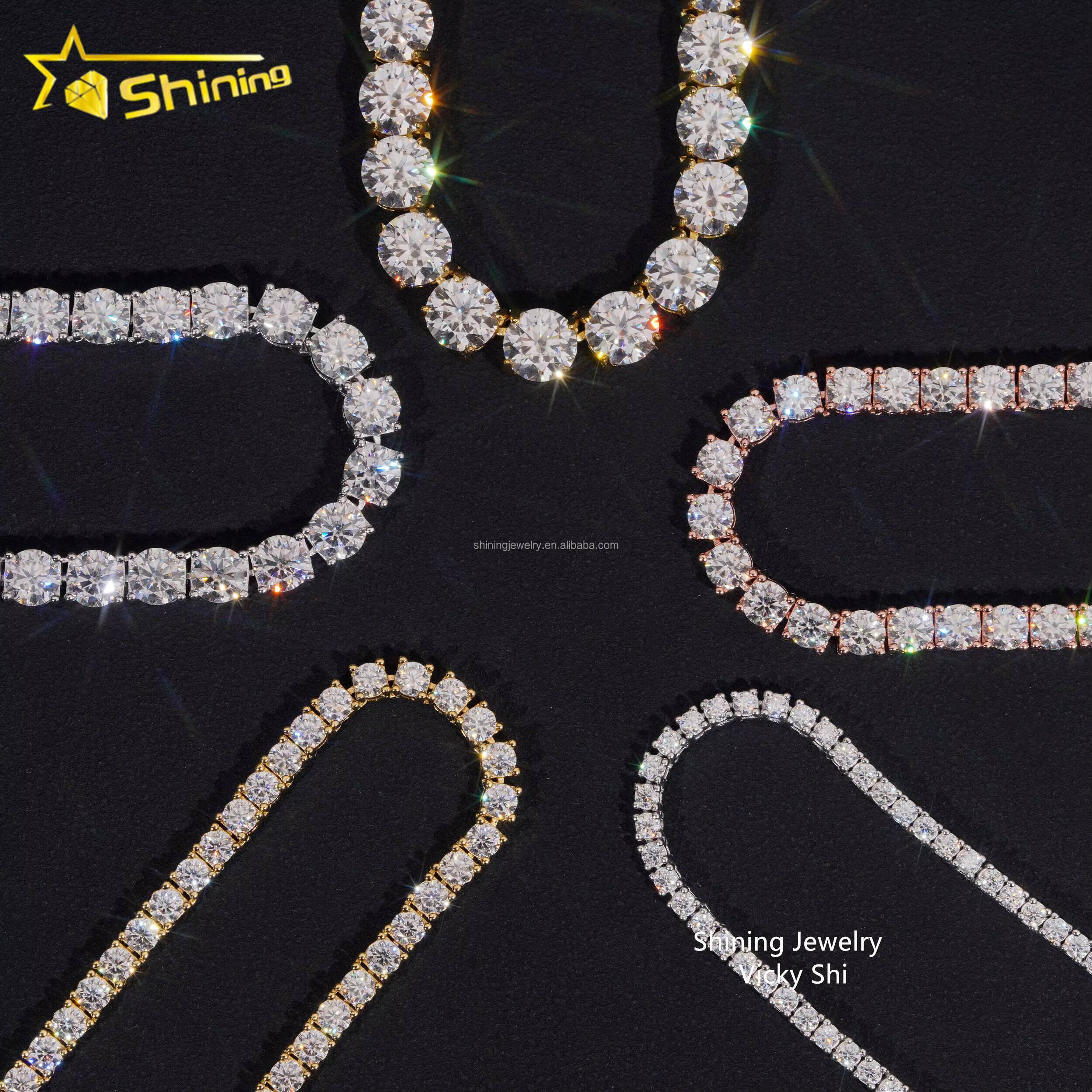 GRA Certificated Pass Diamond Tester Moissanite Tennis Chain 925 Silver Fine 2MM to 5MM Iced Out Moissanite Tennis Necklace