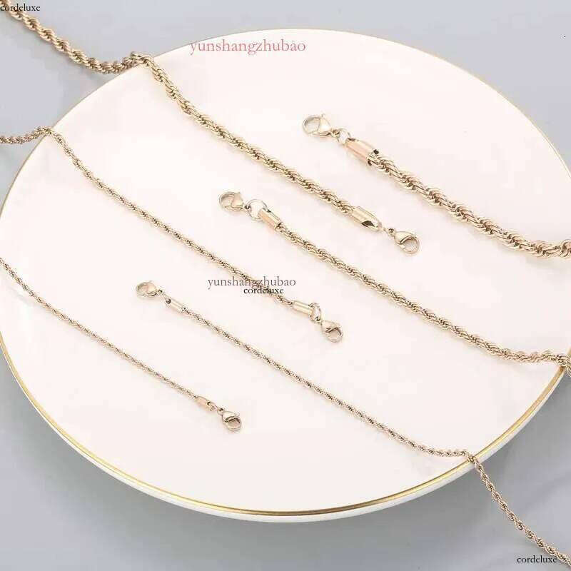 designer jewelry women High Quality Gold Plated rope chain Stainless Steel Necklace gift rose gold necklace 2-5mm chains for men
