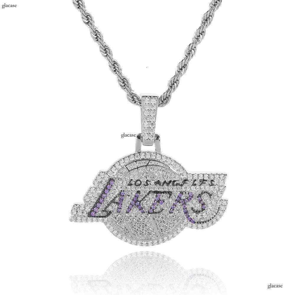 Jewelry Lakers Team Pendant Micro Paved Moissanite chain Personality Trendy Hip Hop Fan Men's Necklace