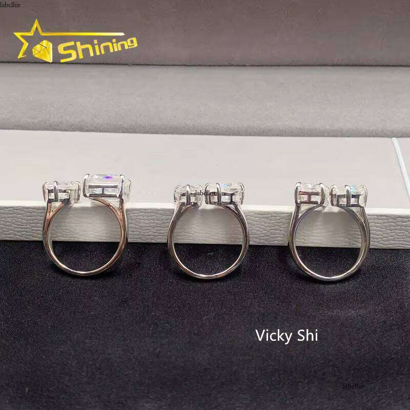 Premium Jewelry Series Women's Pure Silver D VVS Cubic Zirconia Wedding Iced Out Ring Gift