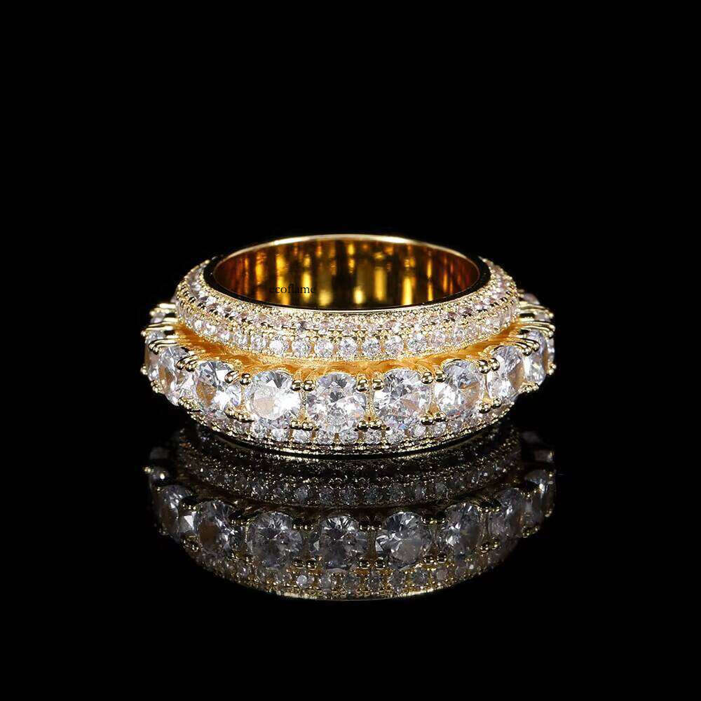 NUOYA Wholesale Iced Out Jewelry Hip Hop Ring Men Rotating Cz Gold Plated Cuban Rings