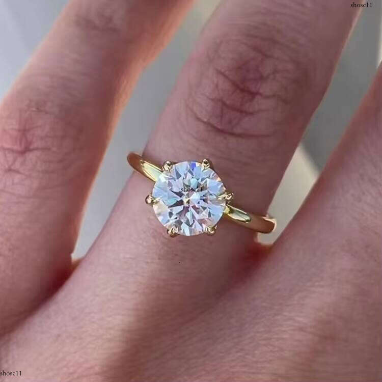 2023 New Arrival 14K Gold 3CT Round Moissanite Dia Petal Rings Women Engagement Ring Fine Jewelry