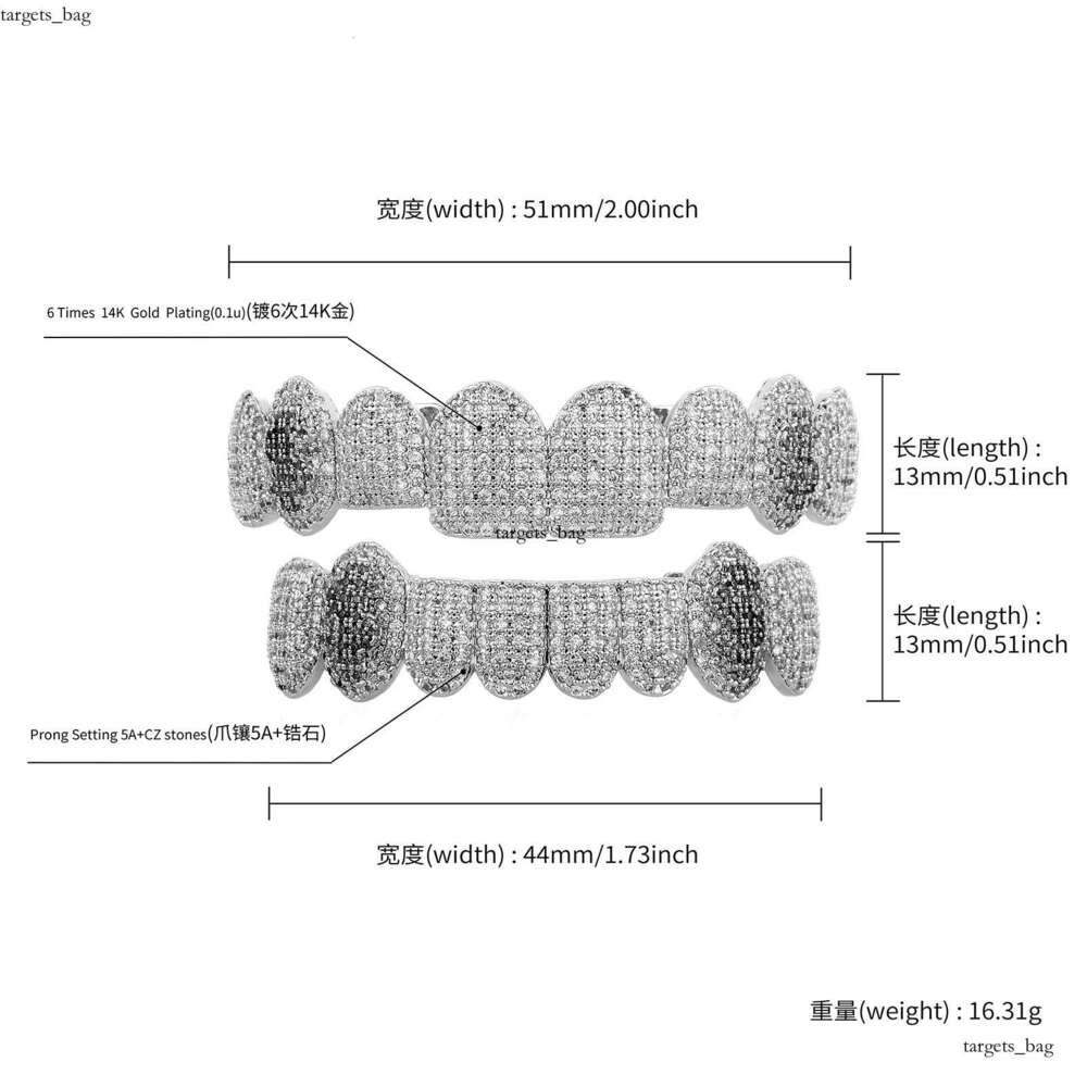 Hot Selling 8 Micro Paved Gold Teeth Full Zircon Cool Braces Rap Accessories Hip Hop Men Personality