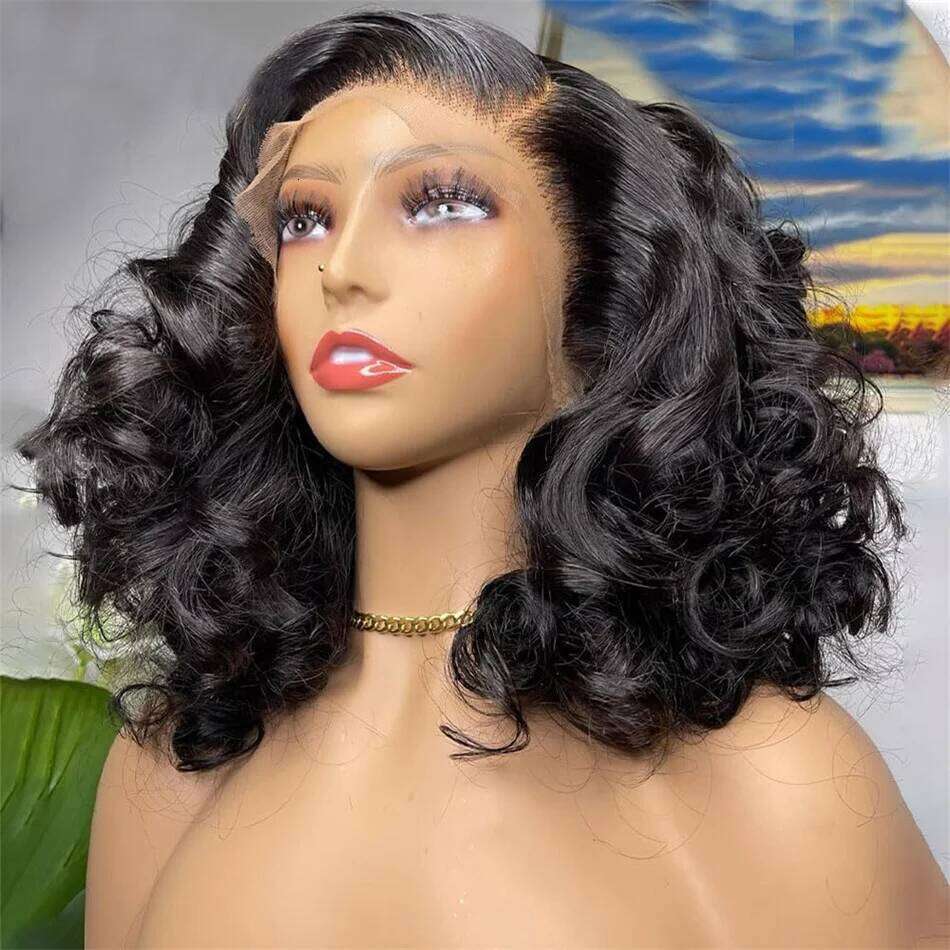 250% Density 100% Vieamese Loose 13x4 Frontal Bouncy Wave Wig with Human Hair Natural For Black Women 14-22Inch