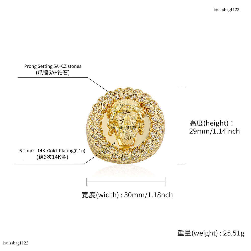 New Style Avatar Men's Personality Micro Paved Full Zircon Hip Hop Ring Gold Jewelry