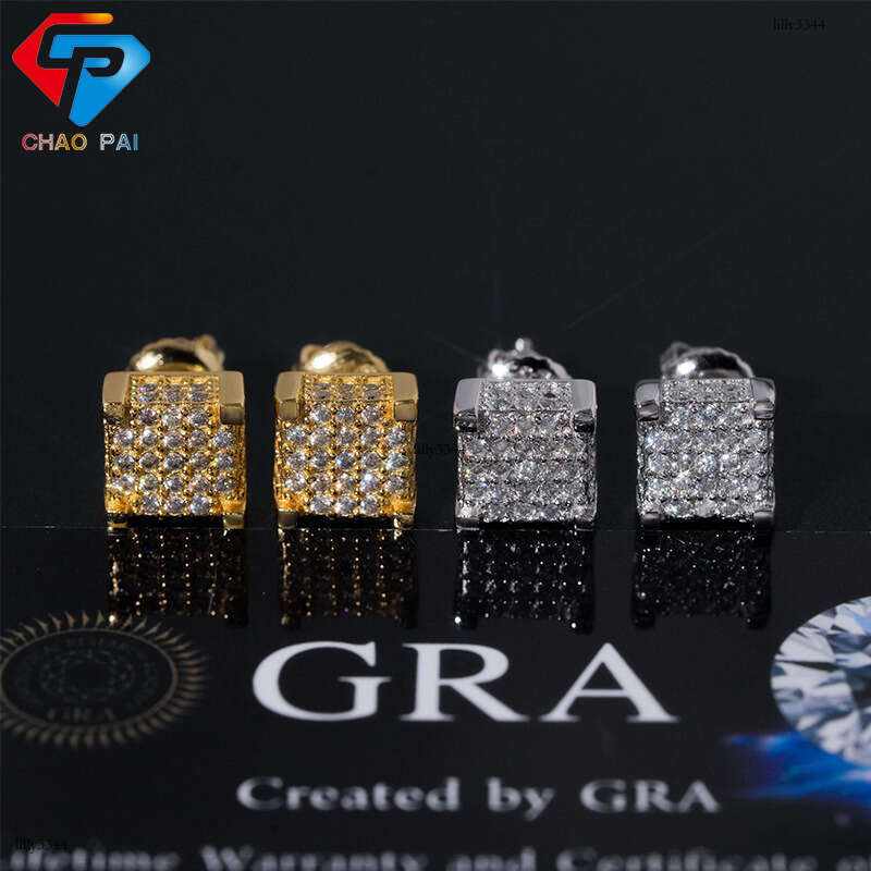 ICED OUT Wuzhou Moissanite Gold Plated Full Dia Classic Versatile Earrings