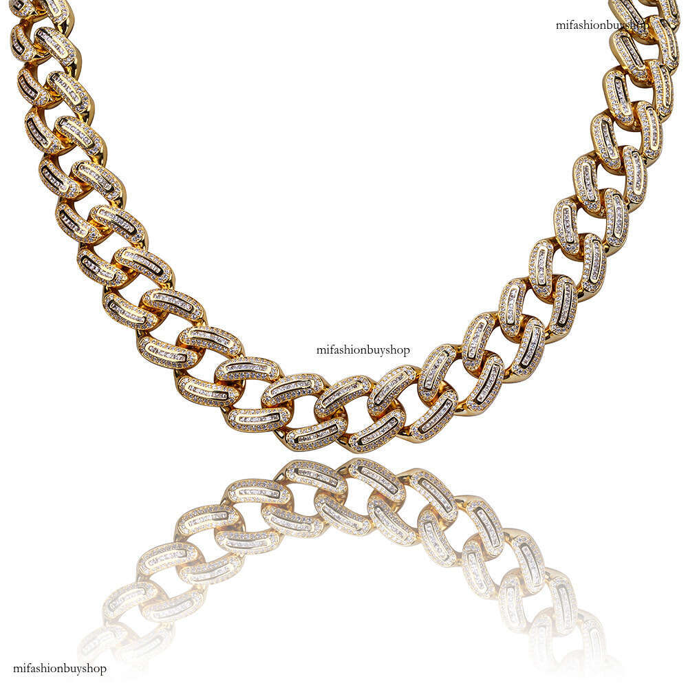 Hip Hop Cuban Chain 18MM Inlaid Bracelet Full Dia Unisex Necklace Trendy Accessories