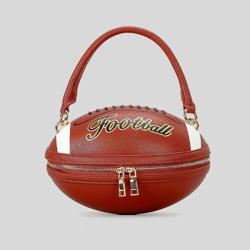 Creative Rugby Design Women Handbags Funny American Football Shoulder Crossbody Bags Pu Leather Cute Oval Small Tote Bag
