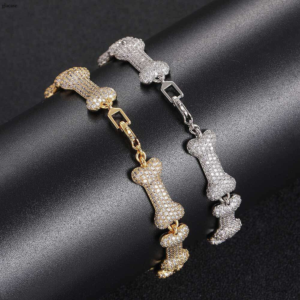 INS New Full Zircon Bone Shape Necklace Simple Metal Texture Collarbone Chain Personality Versatile Bracelet