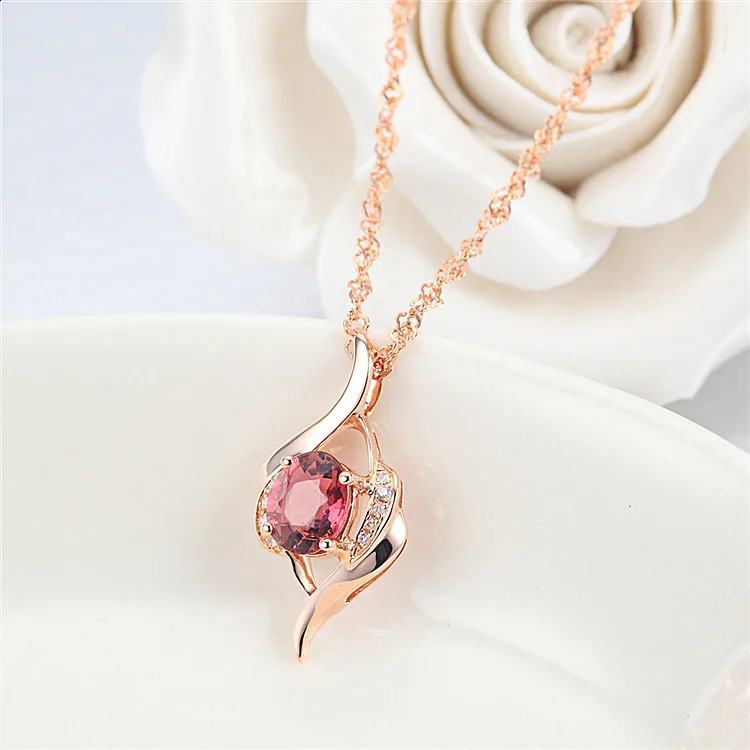 Red Zircon Pendant Necklace With Gift Box Fashion Jewelry For Women Girlfriend Romantic Christmas Gifts 250805