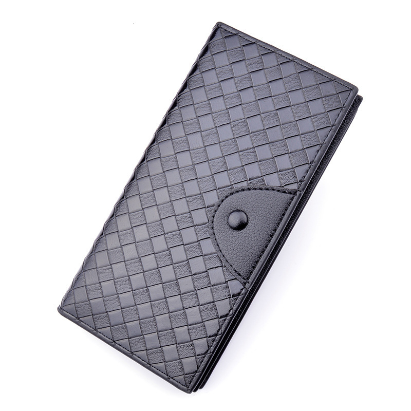 New Men's Wallet Long Style Retro Woven Pattern Large Capacity Designer Bag Luxury Bag Multi-card Slot Fashion Leather Wallet Suit Bag